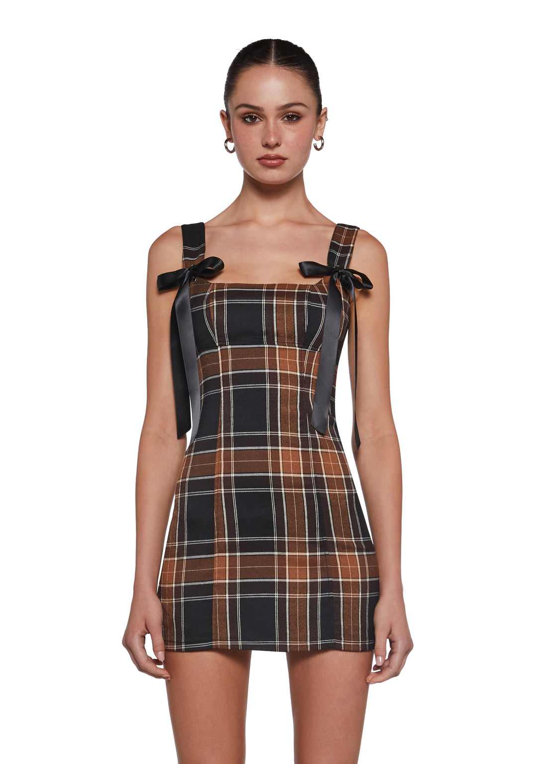 Womens Sexy Plaid Print Mini Dress Current Mood - Multi