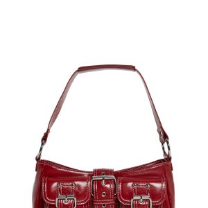 Vegan Leather Flap Pocket Shoulder Bag Current Mood - Red