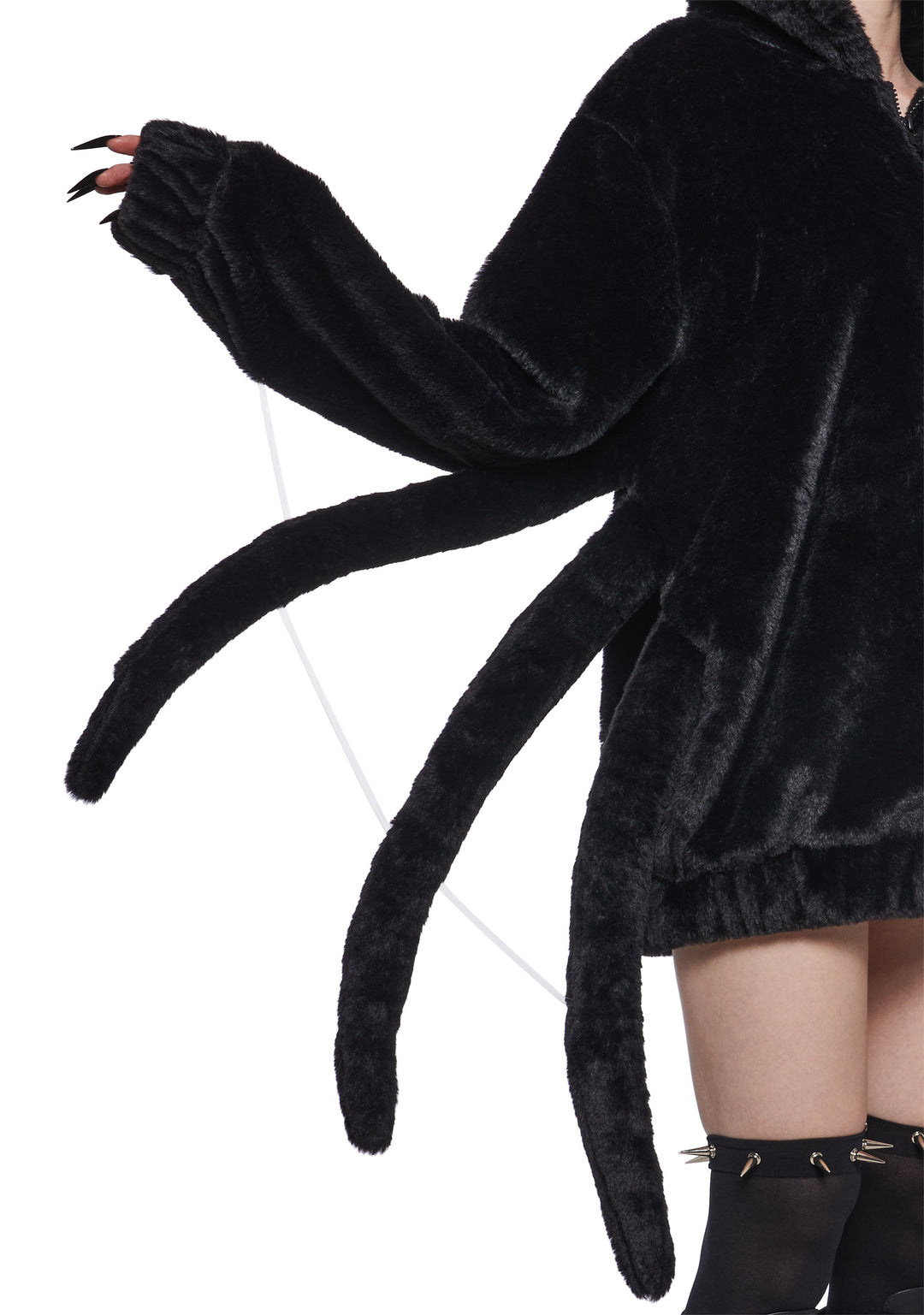 Womens Sexy Halloween Costume Spider Widow Web Oversized Hoodie - Black - Image 7