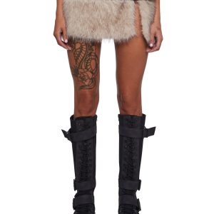 Womens Faux Fur Wrap Skirt Darker Wavs - Brown