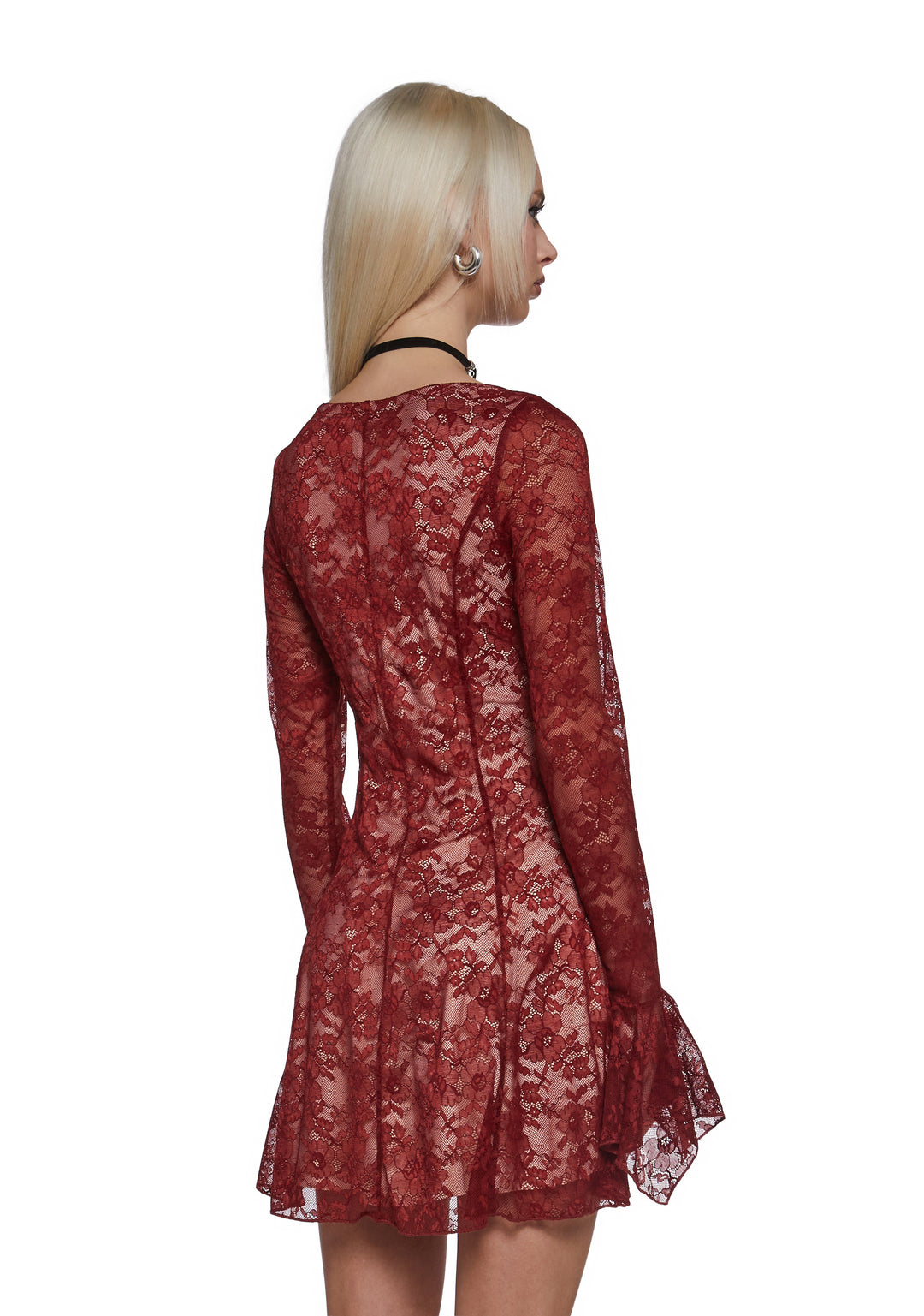 Womens Lace Mini Dress Current Mood - Womens Lace Mini Dress Current Mood - Brown - Image 4