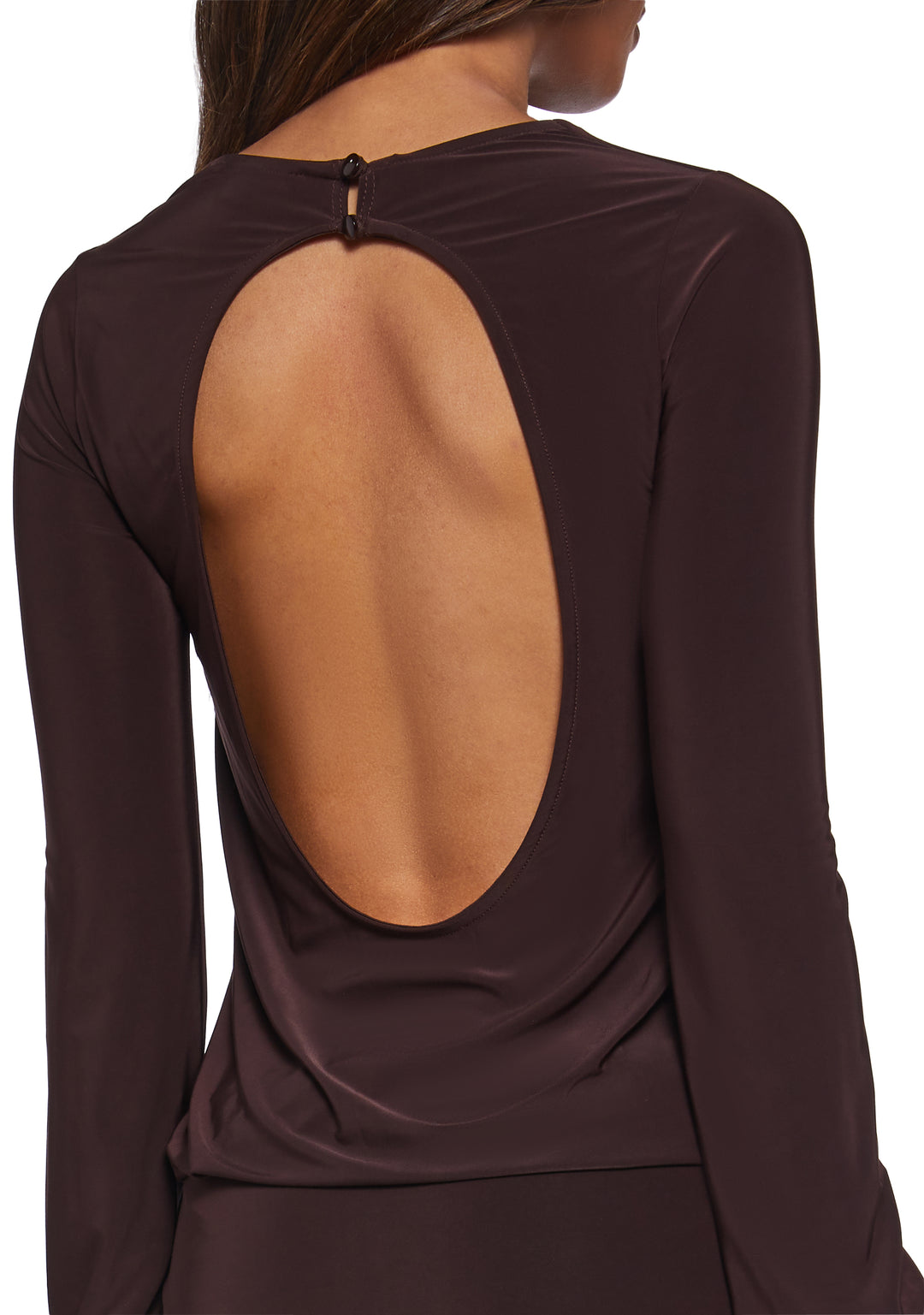 Womens Mesh Long Sleeve Dress - Brown - Image 5