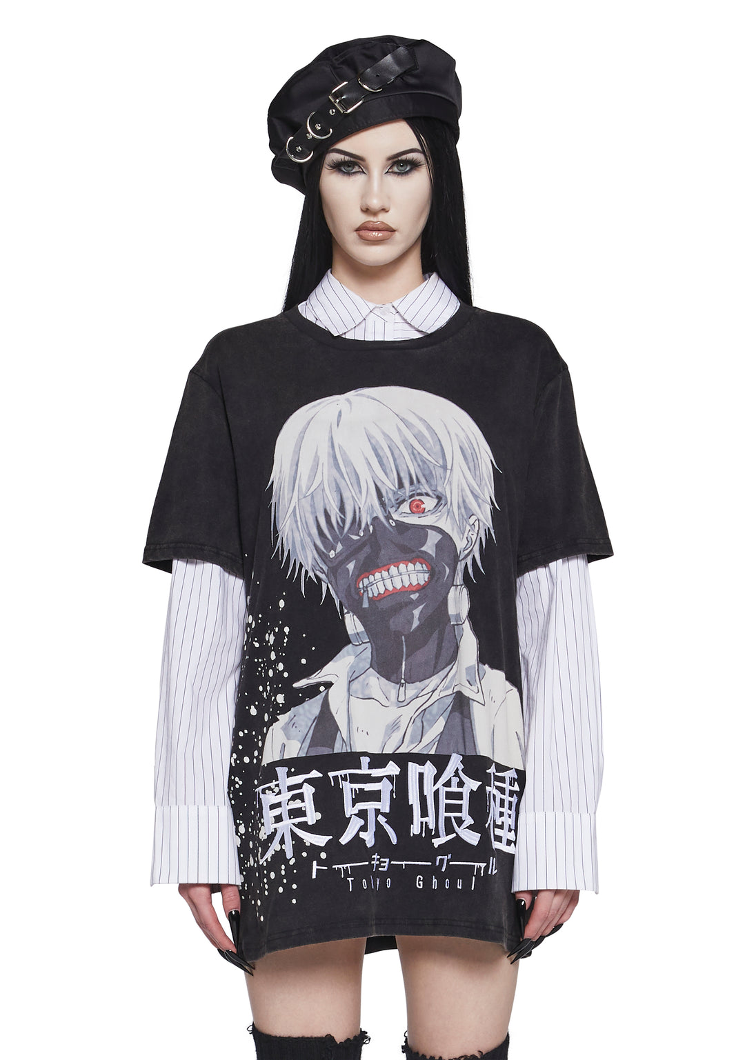 Dolls Kill x Tokyo Ghoul Ken Kaneki Oversized Graphic Tee - Black - Image 8
