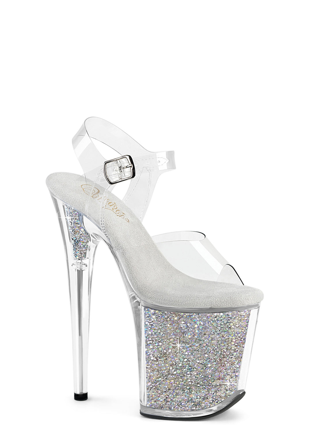 Flamingo-808RSI Platform Ankle Straps Sandals-Clear-Rhinestones - Image 5