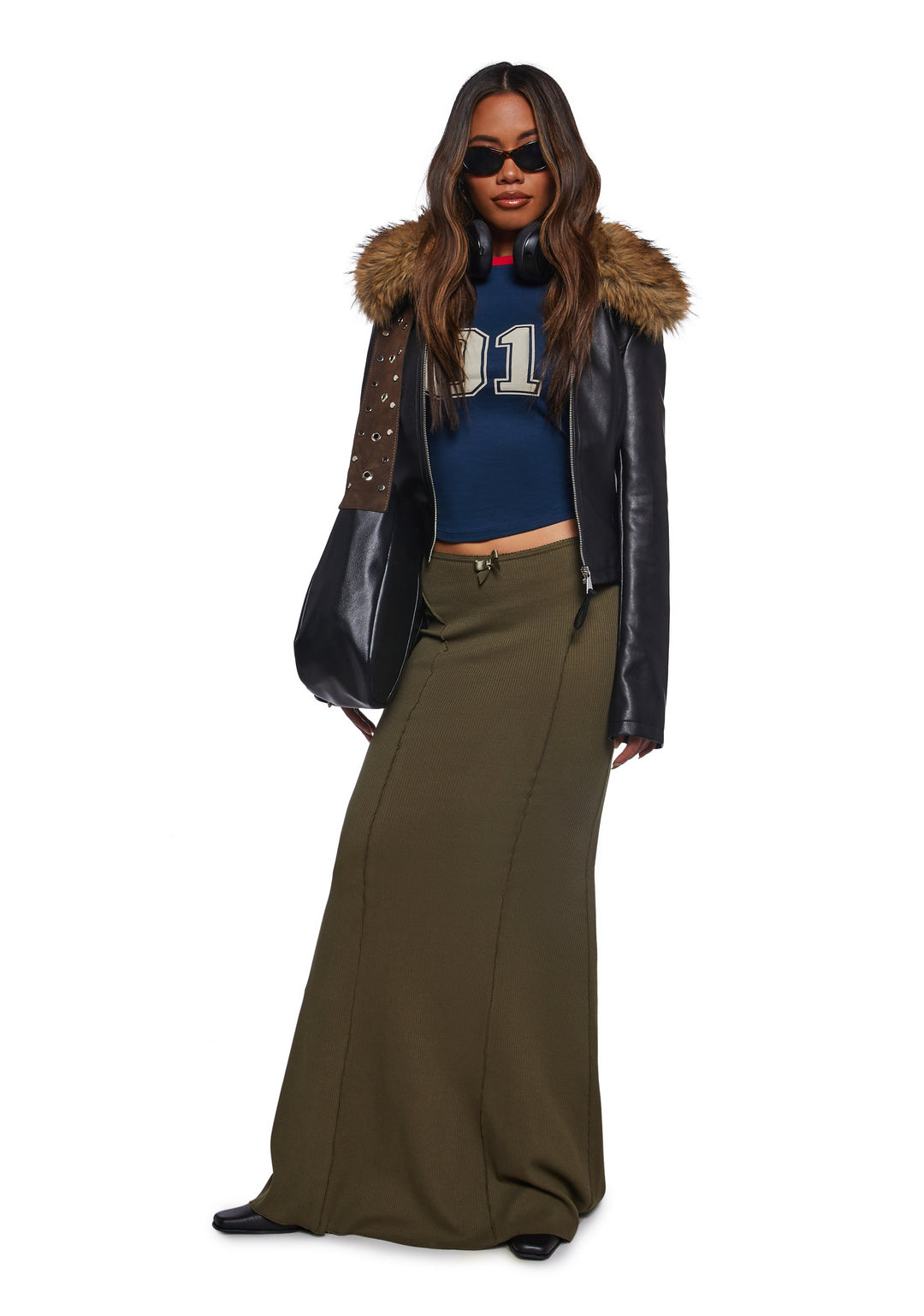 Womens Thermal Maxi Skirt Current Mood - Green - Image 2