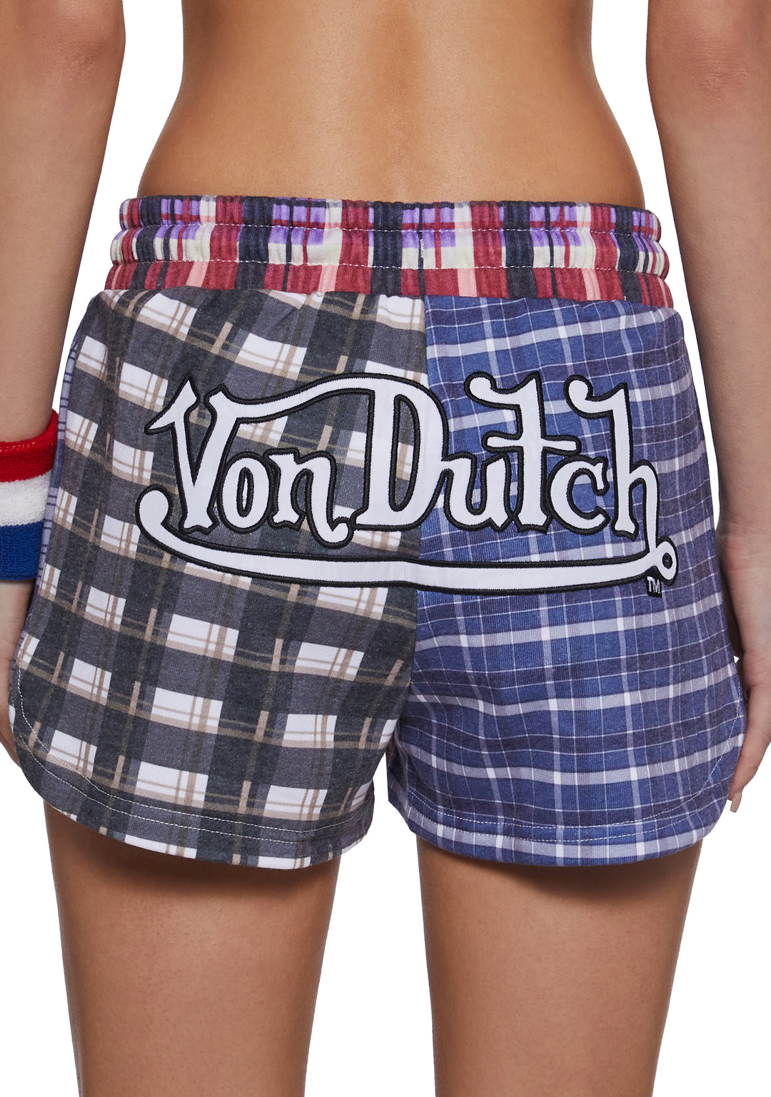 Dolls Kill x Von Dutch Mixed Plaid Patchwork Shorts - Multi - Image 7