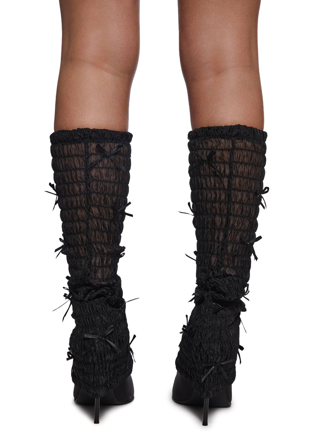 Leg Warmer Bow Heel Pumps Sugar Thrillz - Black - Image 4