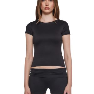 Womens Top And Shorts Set - Black