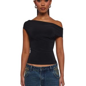 Womens Off The Shoulder Top - Black