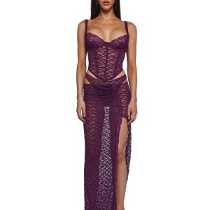 Feel Me Textured Lace Bustier Lingerie Set