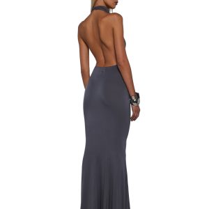 Womens Cowl Masked Rayon Spandex Mini Dress Darker Wavs - Gray