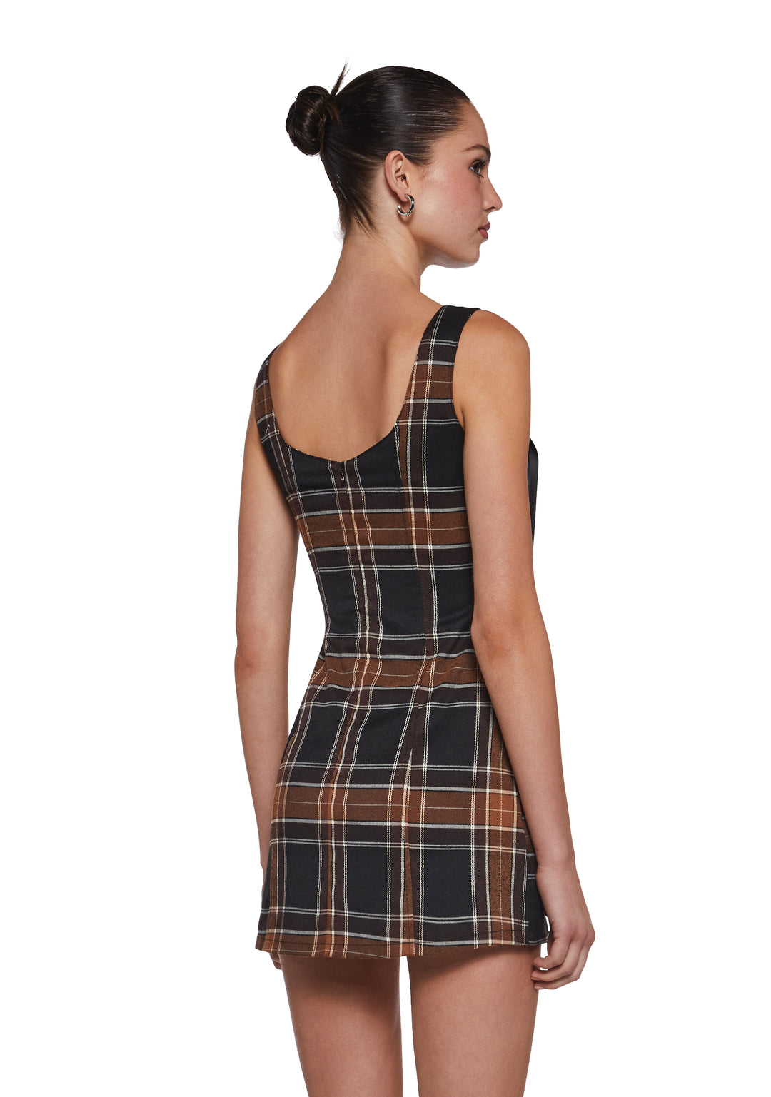 Womens Sexy Plaid Print Mini Dress Current Mood - Multi - Image 4