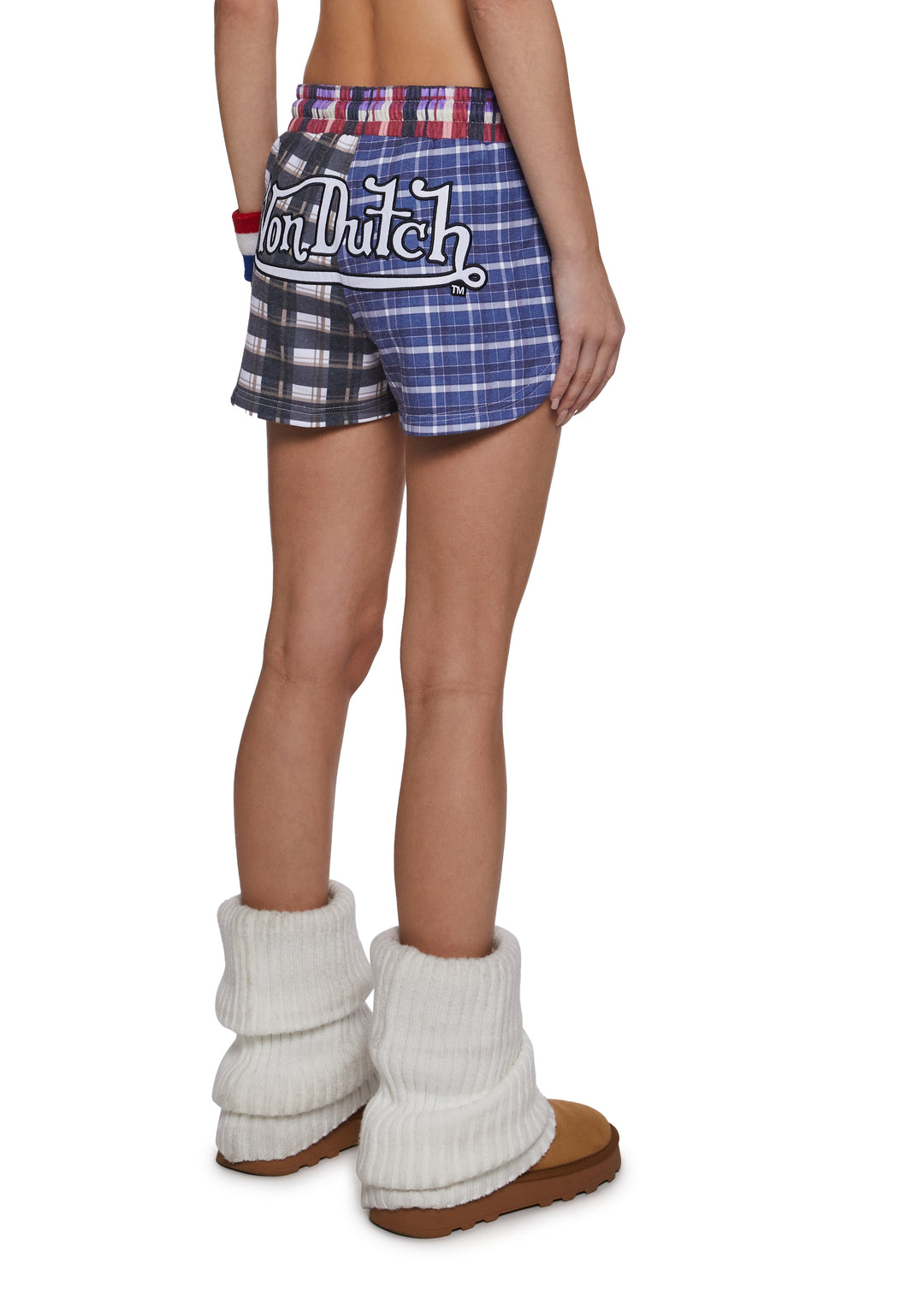 Dolls Kill x Von Dutch Mixed Plaid Patchwork Shorts - Multi - Image 4