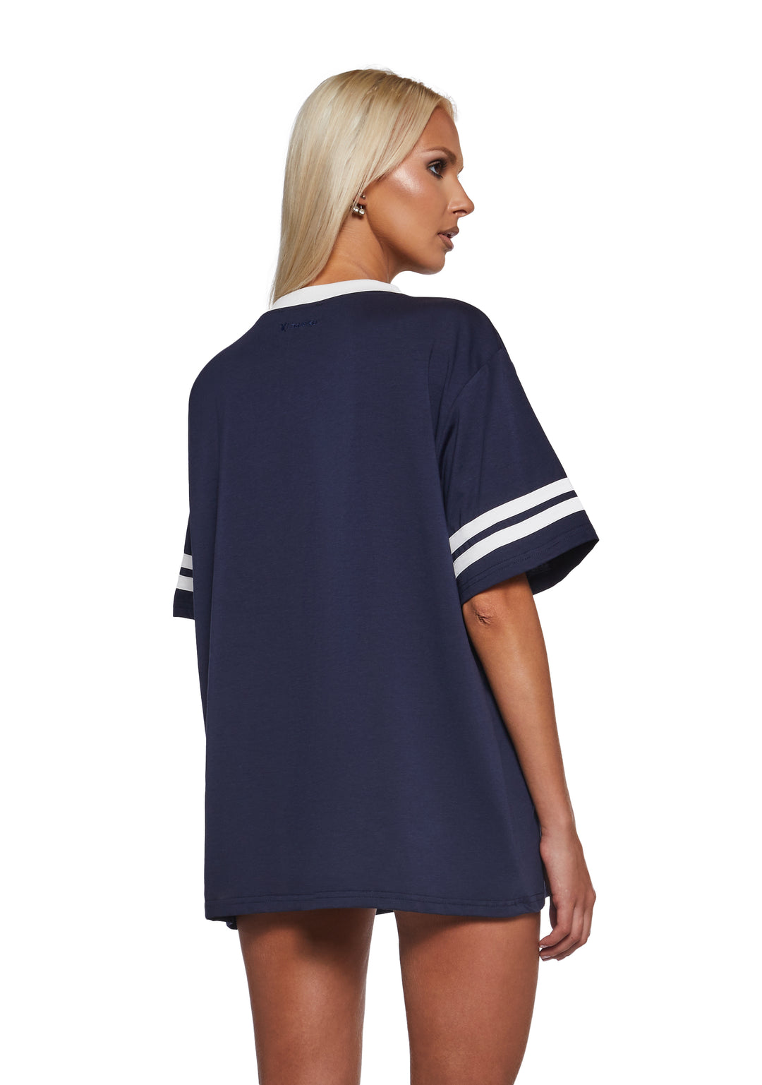 Playboy by Dolls Kill Holmby Hills Varsity Tee - Blue - Image 4