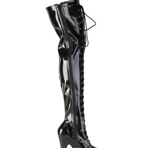 Adore-3020GP Platform Thigh High Boots-Black