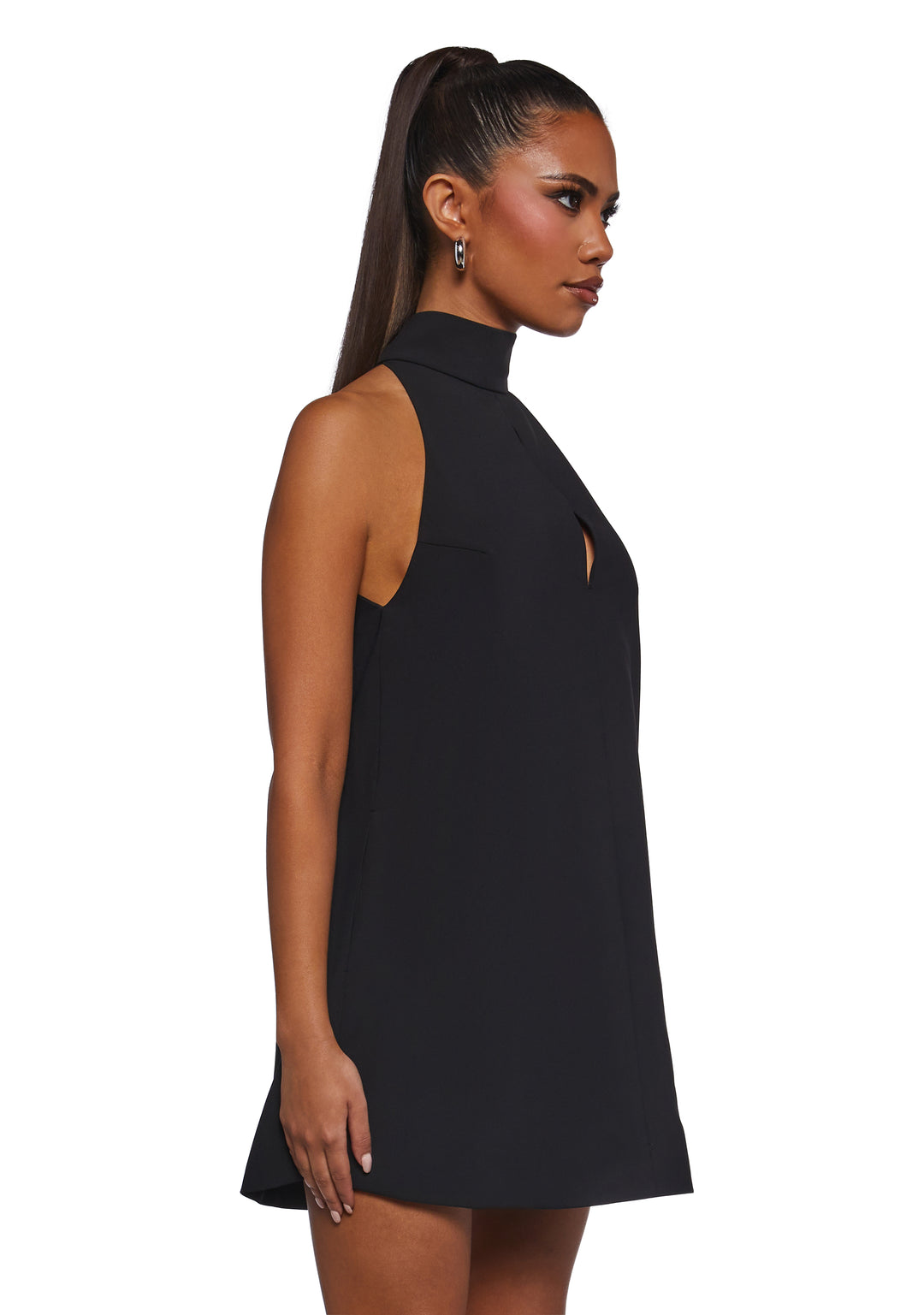 Womens Sexy Halter Mini Dress - Black - Image 3