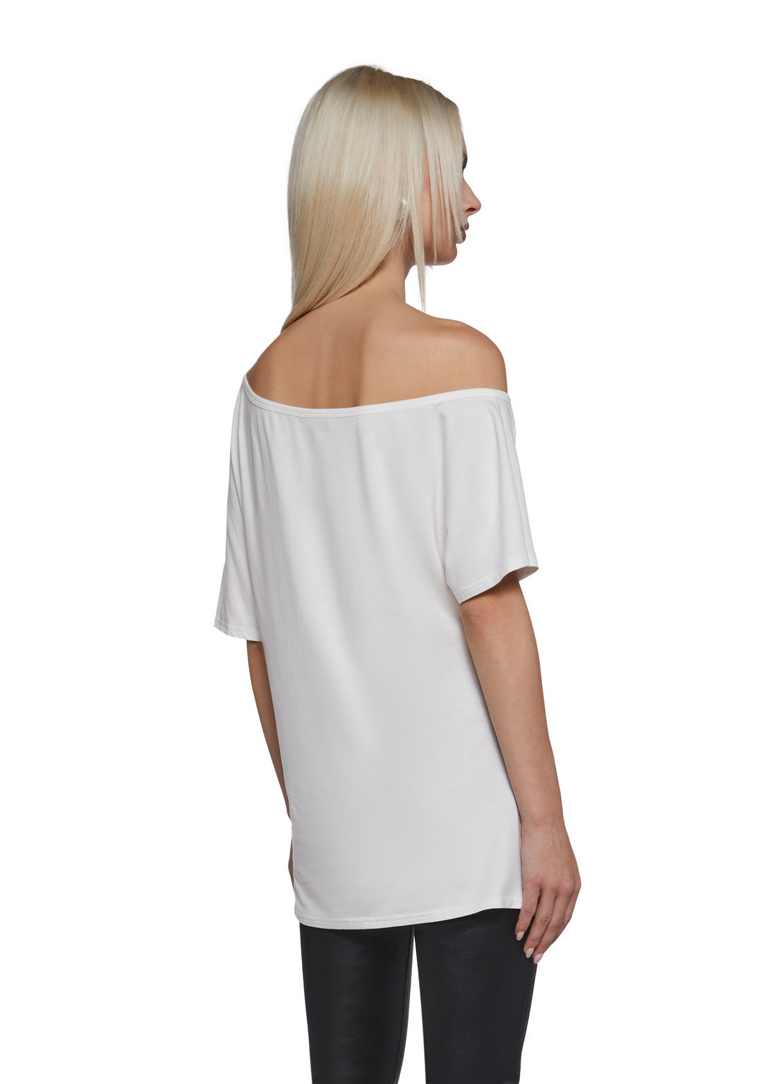 Womens Oversized Off The Shoulder Tee Generation Kiss - Off White - Image 4