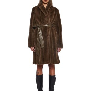 Womens Faux Fur Coat Darker Wavs - Brown