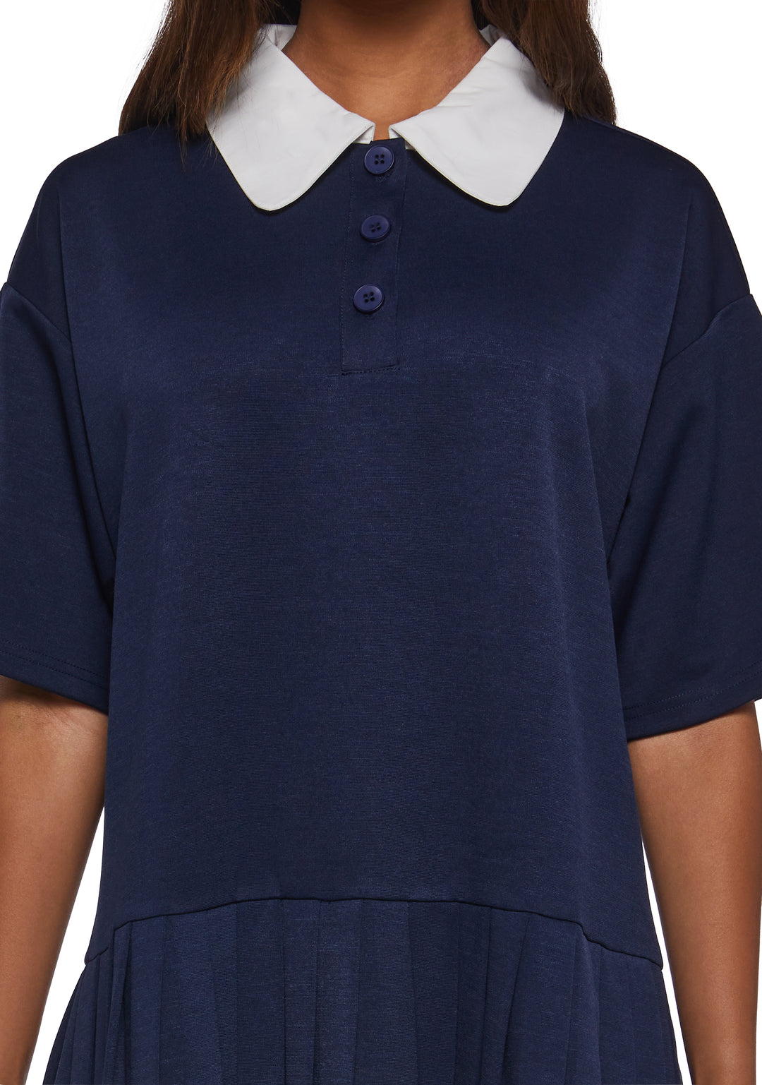 Womens Preppy Polo Shift Dress Current Mood - Blue - Image 5