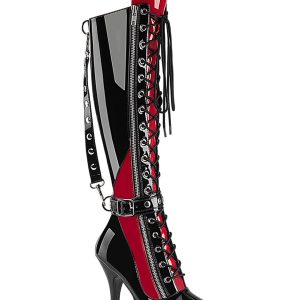 Indulge-2028 Platform Knee High Boots-Black-Red