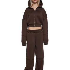 Womens Sweat Suit Set - Brown