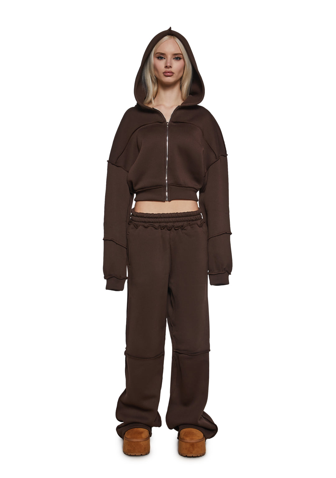 Womens Sweat Suit Set - Brown