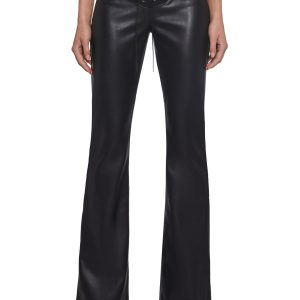 Womens Vegan Leather Flared Pants Current Mood - Black