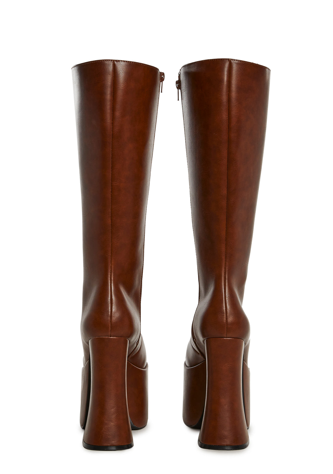 Womens Vegan Leather Platform Retro Boots Current Mood - Brown - Image 4