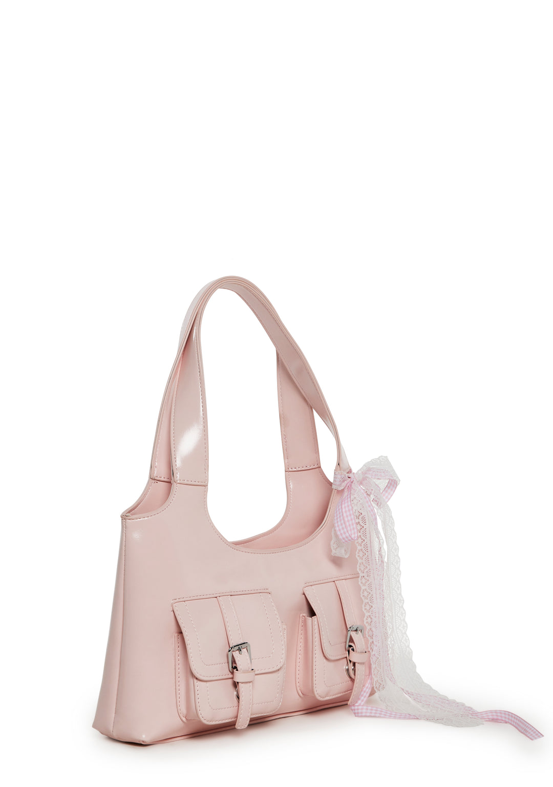 Vegan Leather Shoulder Bag With Bow Sugar Thrillz - Pink - Image 3