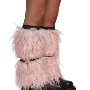 Faux Fur Belted Leg Warmers Sugar Thrillz - Pink