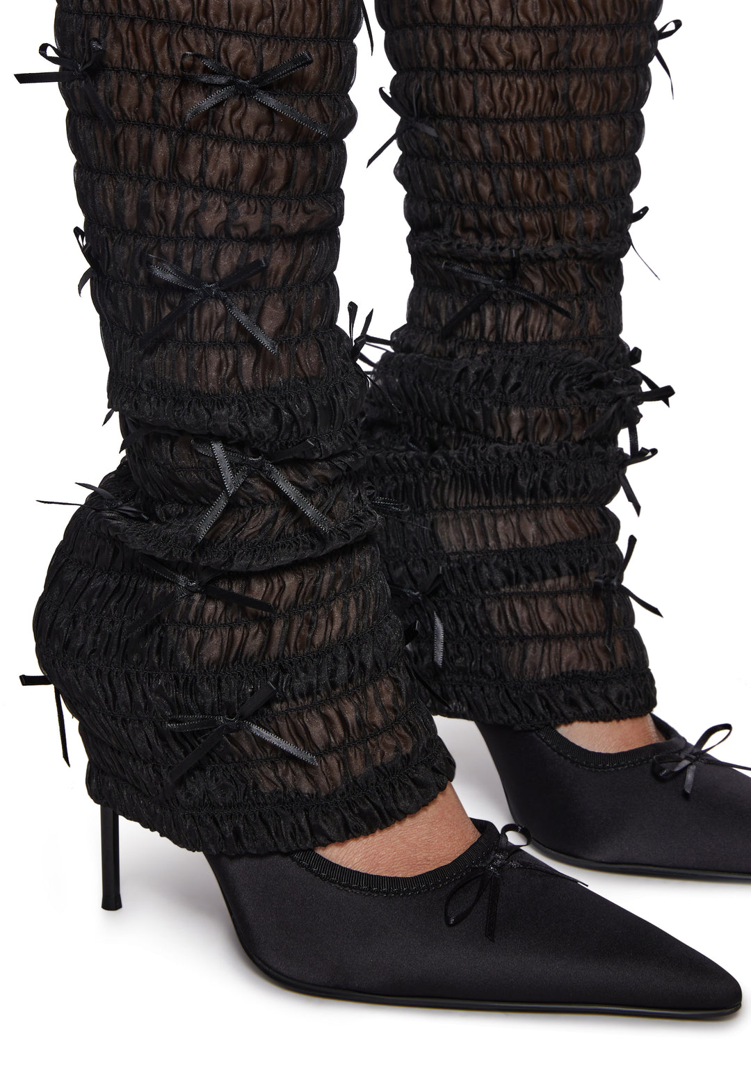 Leg Warmer Bow Heel Pumps Sugar Thrillz - Black - Image 2