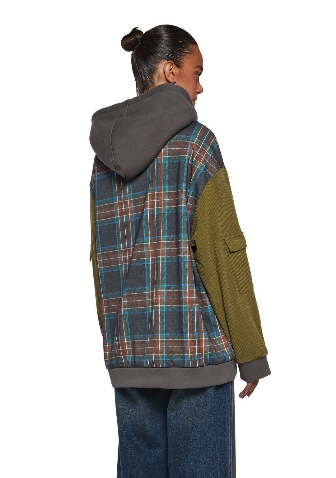 Womens Sexy Plaid Hoodie With Skull And Star Graphics 90s Y2K Current Mood - Multi - Image 4