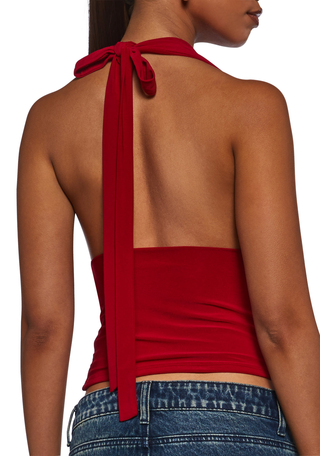 Womens Cowl Neck Top - Red - Image 5