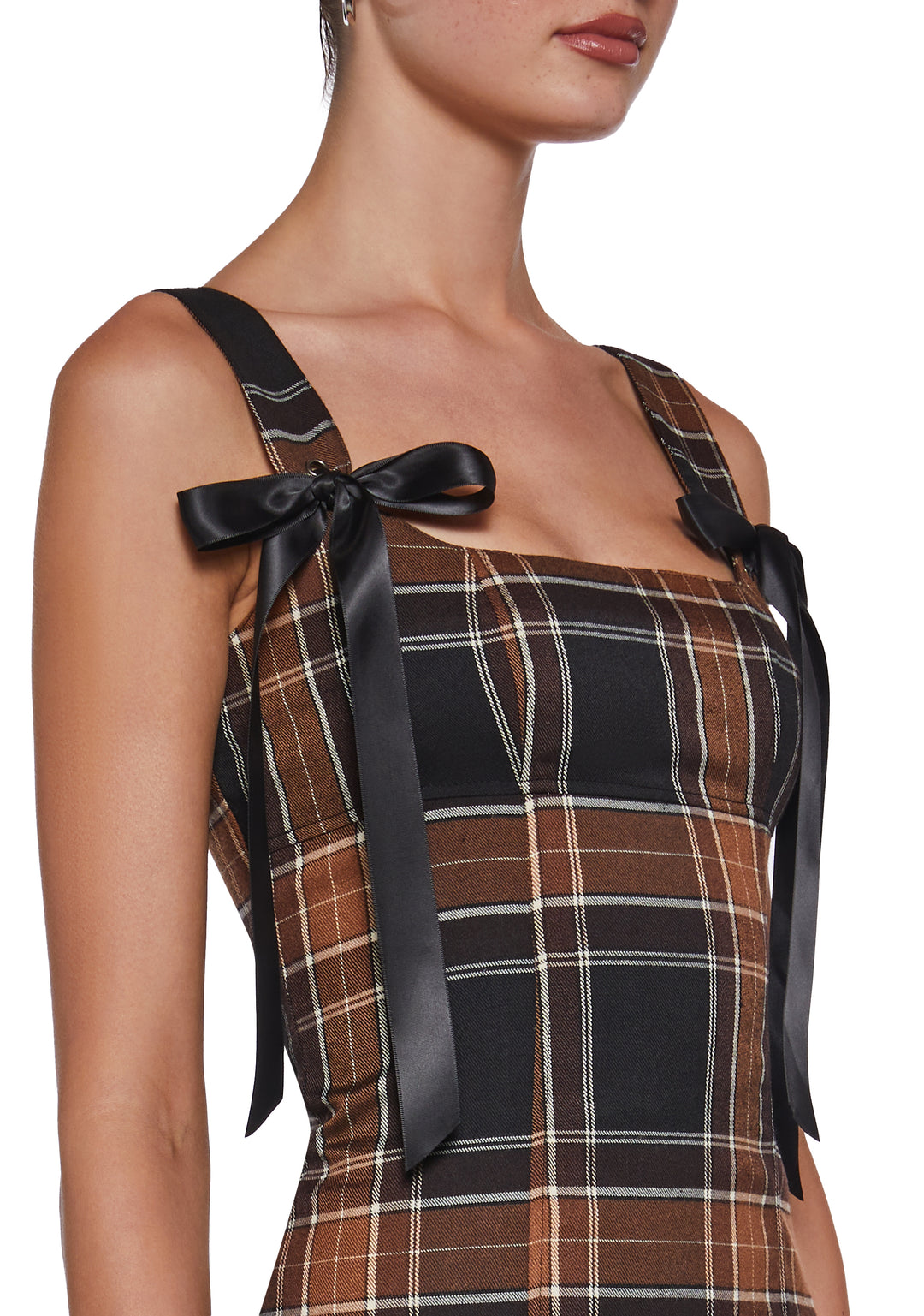 Womens Sexy Plaid Print Mini Dress Current Mood - Multi - Image 5