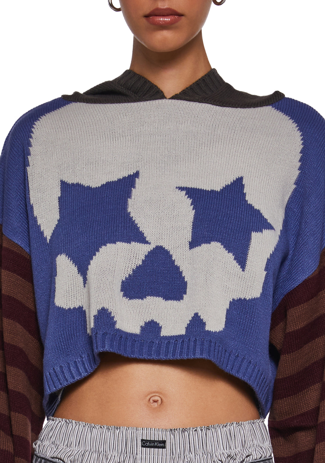 Womens Cropped Skull Graphic Hoodie Current Mood - Multi - Image 6