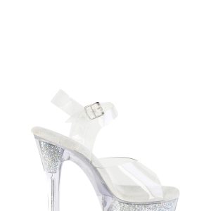Aspire-608RSI Platform Ankle Strap Sandals-Clear