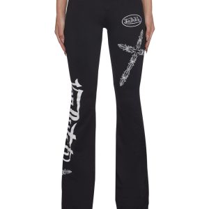 Dolls Kill x Von Dutch Cross Logo Yoga Pants - Black