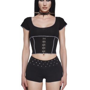 Widow Goth Crop Top - Black