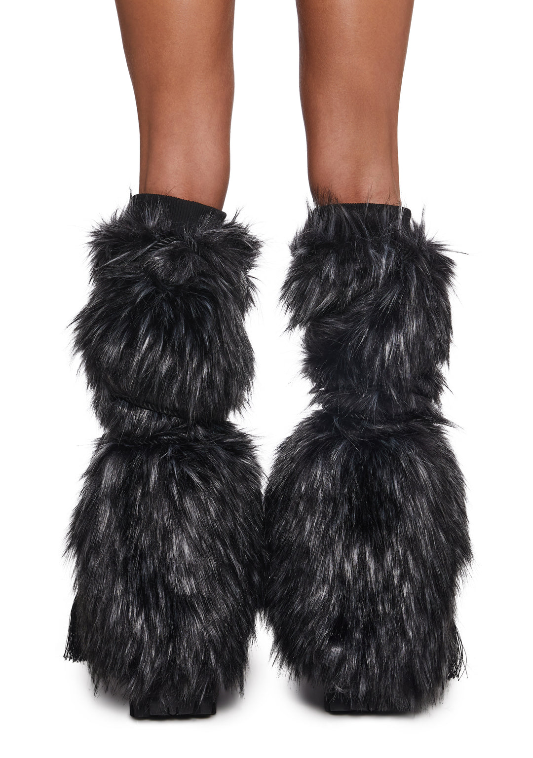 Club Exx Burning Man Faux Fur Leg Warmers With Tassel Ropes Burning Man - Multi - Image 3