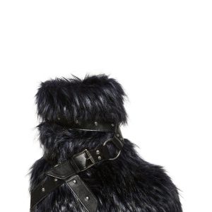 Club Exx Burning Man Faux Fur Platform Boots Rave Festival - Blue