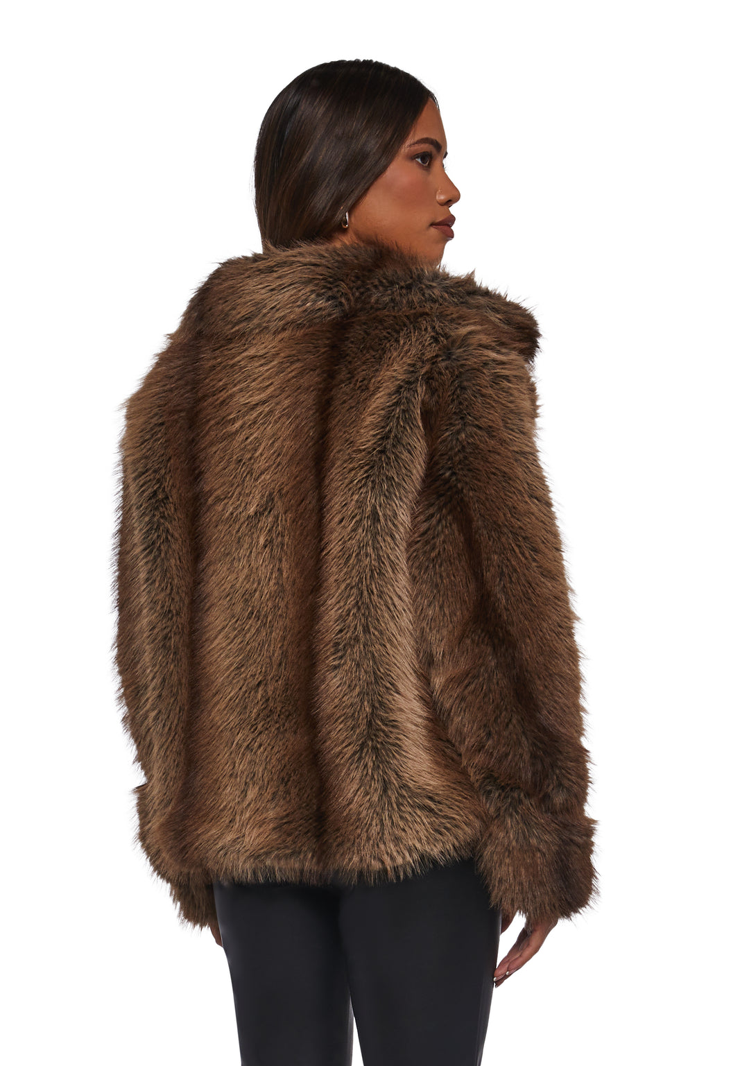 Womens Sexy Fox Faux Fur Coat Y2K Generation Kiss - Brown - Image 4