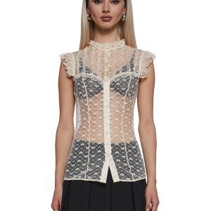 Womens Ruffled Blouse Sugar Thrillz - White