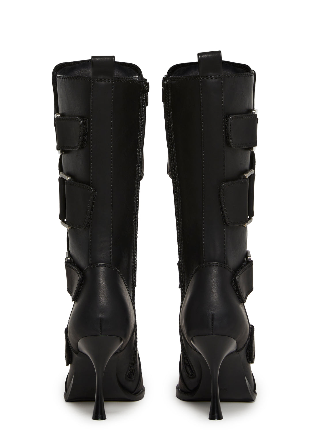Vegan Leather Bullet Moto Boots Darker Wavs - Black - Image 4