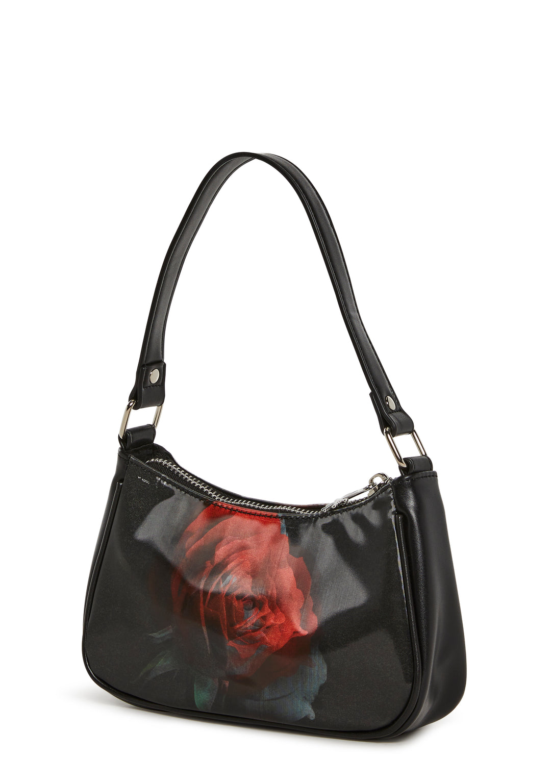dELiA*s by Dolls KillLenticular Rose Baguette Shoulder Bag - Black/Red - Image 4