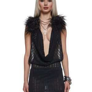 Womens Knit Faux Fur Mini Dress Generation Kiss - Black