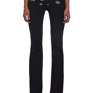 Womens Brass Knuckle Print Low Rise Sweatpants Generation Kiss - Black