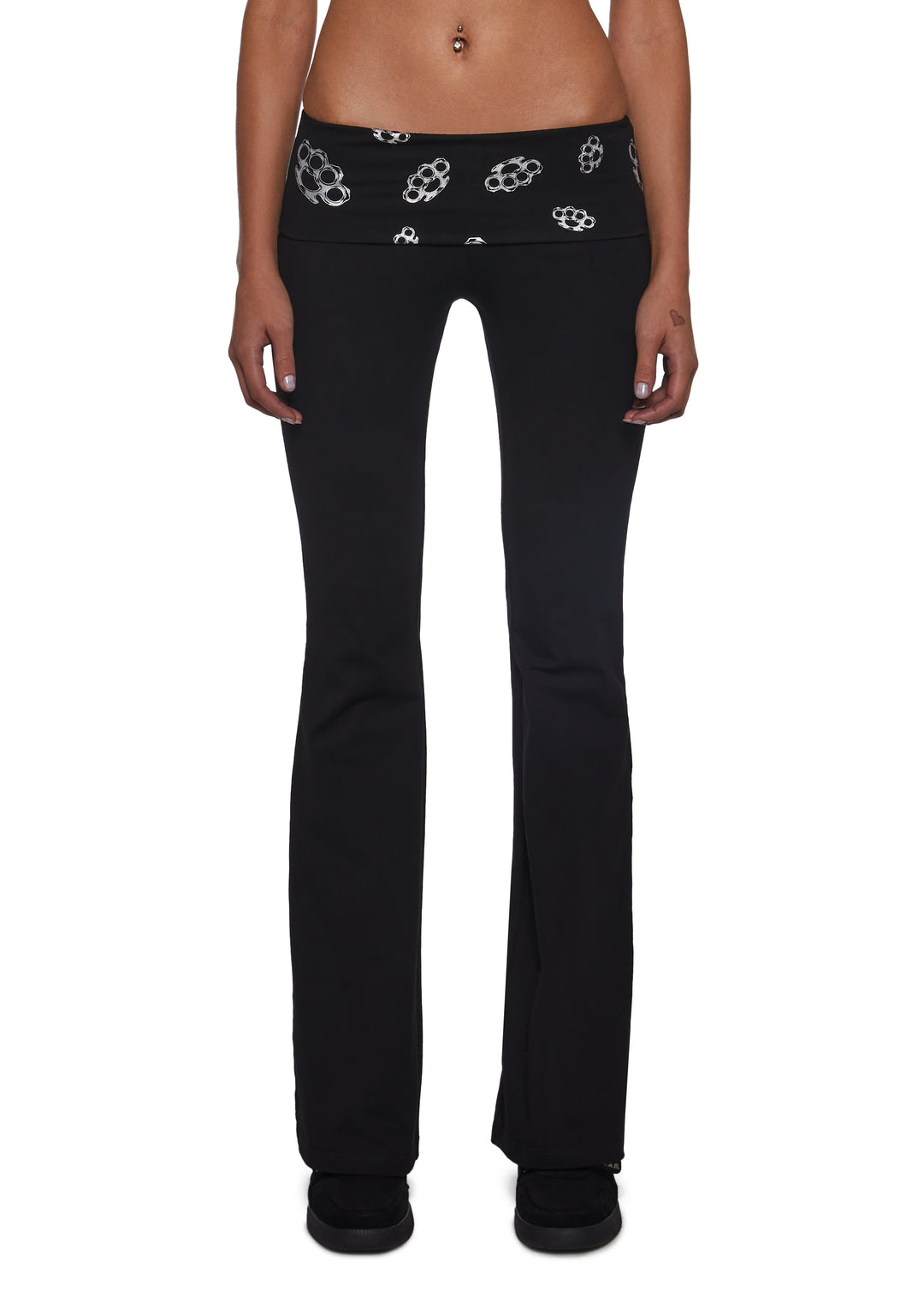 Womens Brass Knuckle Print Low Rise Sweatpants Generation Kiss - Black