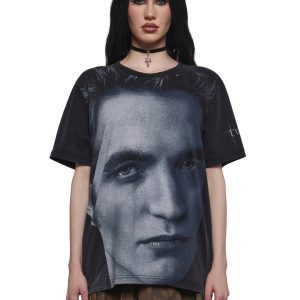 Dolls Kill x Twilight Edward Oversized Distressed Graphic Tee - Black