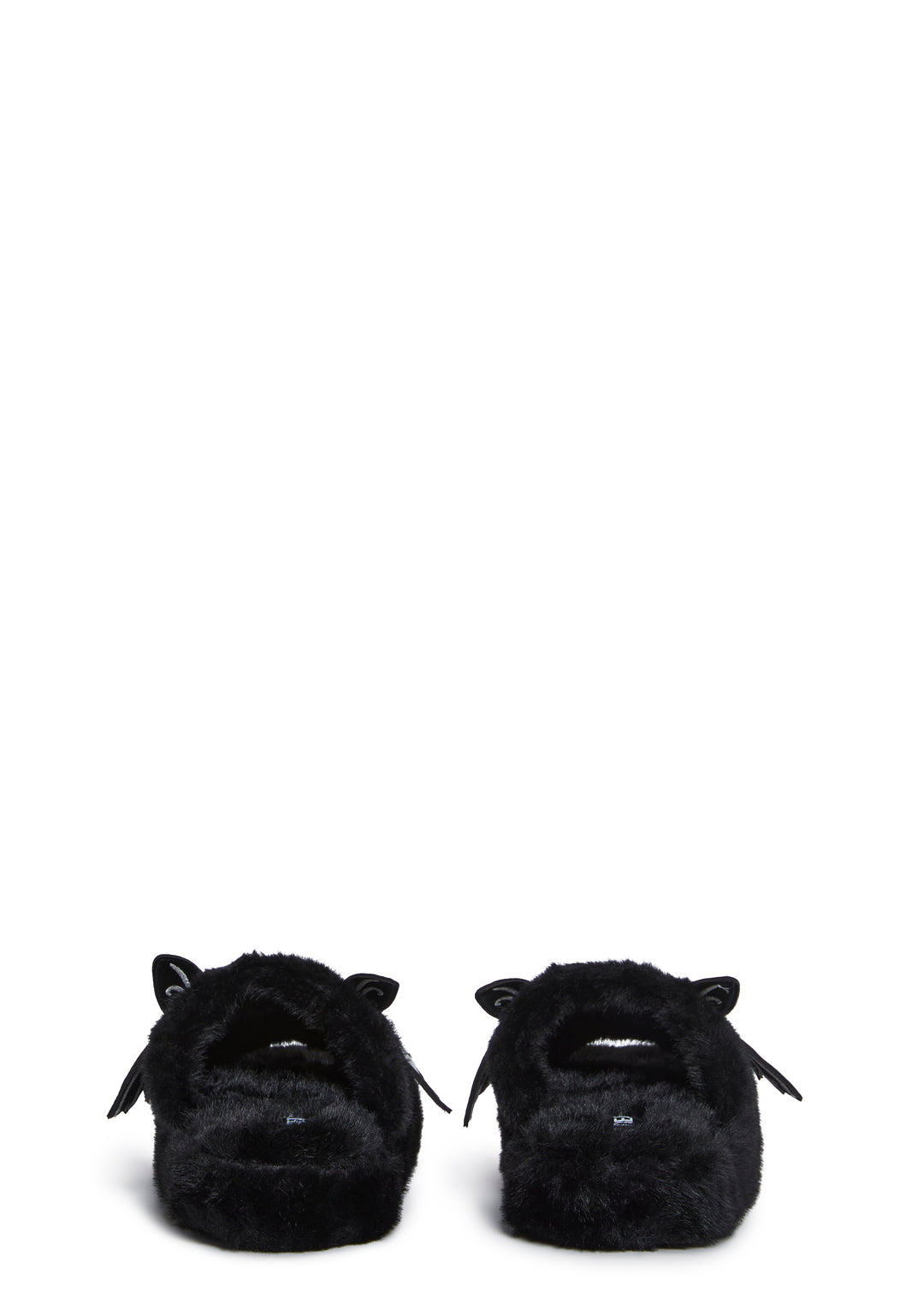 Halloween Bat Faux Fur Slippers Trickz N Treatz - Black - Image 3