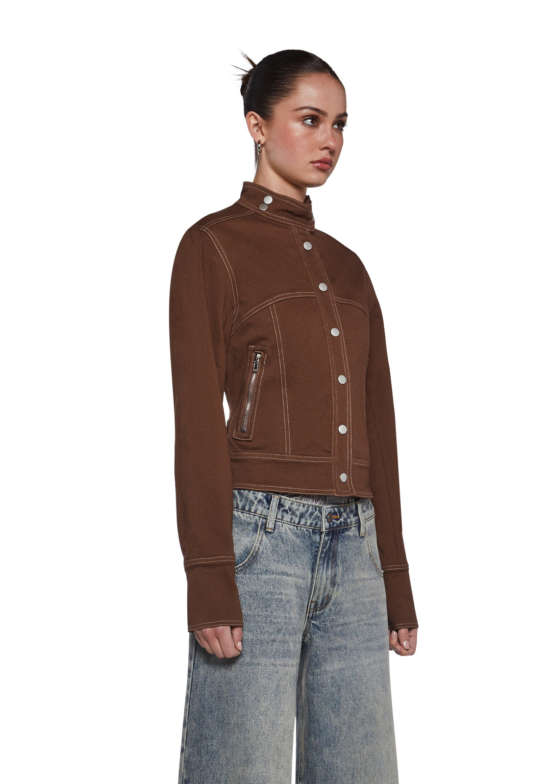 Washed Poplin Contrast Jacket Current Mood - Brown - Image 3